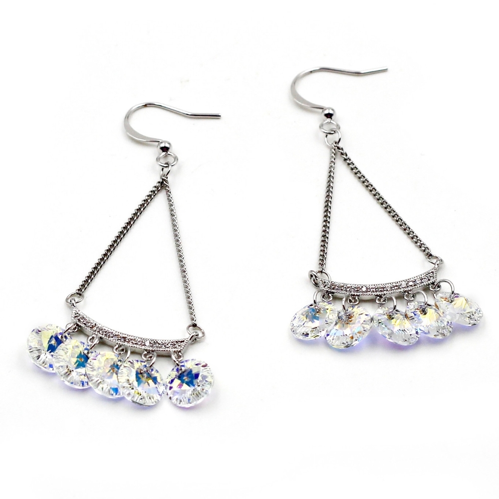 Sector silver crystal earrings